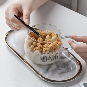 Tazza da tè in vetro trasparente stampato <span class=keywords><strong>con</strong></span> lettera <span class=keywords><strong>con</strong></span> manico per Dessert colazione latte - Product Image 3