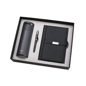 Coffret Cadeau d'Affaires Moderne : Tasse Isotherme Gravée en Acier Inoxydable avec Séparation Thé & Eau, Parapluie et Carnet - Product Image 5