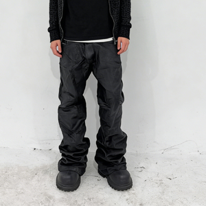 Jean Salati Punk pour Hommes – Pantalon en Denim Évasé Vintage Ciré <span class=keywords><strong>Taille</strong></span> <span class=keywords><strong>Basse</strong></span> Style Streetwear Hip Hop – Jean Empilé Personnalisé par le Fabricant - Product Image 1