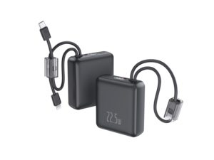 พาวเวอร์แบงค์ขนาดเล็ก 10000mAh – ชาร์จเร็ว 22.5W, ดีไซน์กะทัดรัดพิเศษ, เครื่องชาร์จแบบพกพาพร้อมสายคู่สำหรับการเดินทาง - Product Image 1