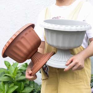 Bol de fleurs en plastique de style rétro, coupe à vin ronde, tour de fleurs hydroponique, <span class=keywords><strong>bassin</strong></span> de <span class=keywords><strong>lotus</strong></span>, noir, style européen - Product Image 4