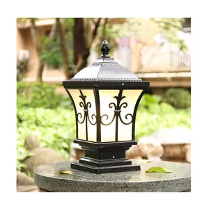 Vente en gros électrique E27 capteur solaire étanche Ip65 cour extérieure clôture solaire Led post porte principale pilier lumière pour jardin