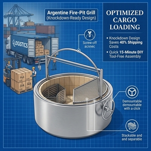 <span class=keywords><strong>Parrilla</strong></span> Redonda Argentina Tipo Gaucho Patagónico con Ganchos para Colgar Carne, Accesorios para Barbacoa, Cocina al Aire Libre - Product Image 4