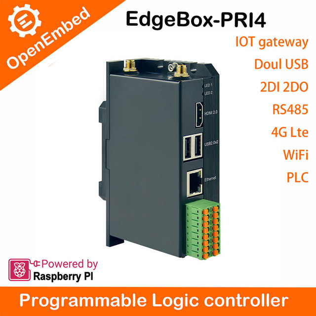 Edge Computer Industrial Controls Automation PLC Programming Logic Controller Based Raspberry Pi CM4 Edgebox-RPI4 OpenEmbed VS