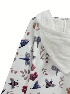 Maglione da donna con cappuccio e grafica floreale a farfalla e ape, 2026, stile Cottagecore, girocollo, a maniche lunghe, in maglia grossa a trecce con fiori - Product Image 6