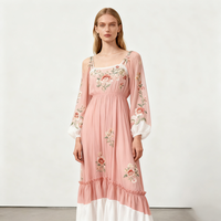 Robe en lin et coton à motif floral blanc personnalisée OEM pour femmes et adolescentes, printemps été, dentelle, fermeture éclair, décorations, succès de la marque