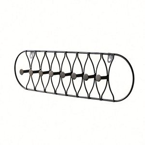 WEKIS - Estante de Pared de Alambre Metálico Negro Ovalado, Simple y Decorativo para el Hogar, con 8 Ganchos, Diseño Flexible Ecológico, Multiusos, Venta al por Mayor - Product Image 6