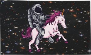 Drapeau licorne astronaute 3x5 pieds pour extérieur et intérieur avec œillets, bannière décorative pour jardin et cour - Product Image 2