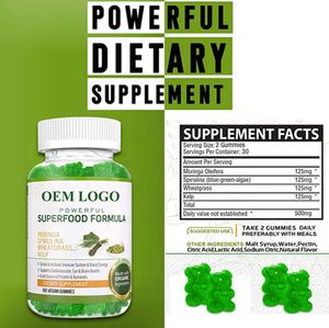 Private Label supporto immunitario Booster Energy Moringa Wheatgrass kelp Blend <span class=keywords><strong>Hawaiian</strong></span> Chlorella <span class=keywords><strong>Spirulina</strong></span> Gummies - Product Image 2