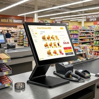 Systèmes de point de vente à double écran de 15,6 pouces, caisse enregistreuse avec 4G+64G pour la vente au détail, caisse enregistreuse tout-en-un