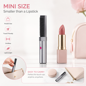 NEW <b>Mini</b> Size Electric Hair Comb Battery Powered Rechargeable Cordless OEM Travel Metal Handle PTC Heating Hair <b>Straighteners</b> - Product Image 1