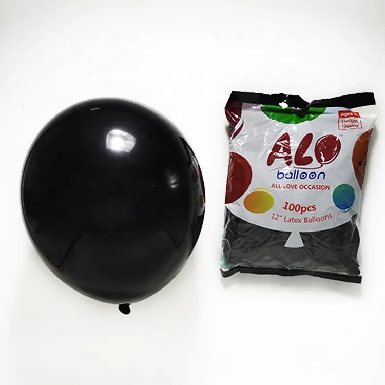 100 buah 12 "dekorasi pesta kualitas tinggi balon lateks Helium hitam 12 inci balon pak 100