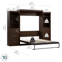 Lits muraux d'étagère pliante verticale moderne à taille personnalisée Lits escamotables multifonctionnels en Twin Queen King Sizes Style populaire