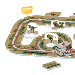 Dinosauro Railway Car di carta Puzzle di veicoli macchinine per ragazzi che finiscono in treno Slot giocattoli
