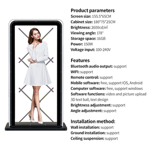 <span class=keywords><strong>3D</strong></span> Hologram Fan Xách Tay Hàng không hộp kỹ thuật số đứng con người LED fan 1x3 nối với bìa trong suốt <span class=keywords><strong>3D</strong></span> chiếu Holographic - Product Image 2