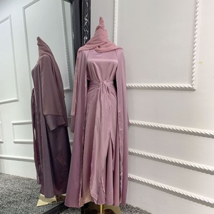 Kaftan Abaya Kimono Satin turchia Islam arabo 3 pezzi set musulmani Robe Longue Femme Dubai Abayas per donna abito Hijab marocchino - Product Image 6