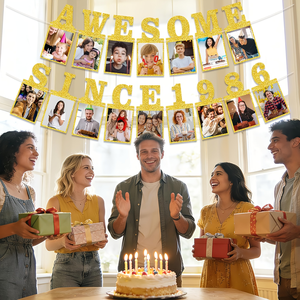 Superbe Bannière Photo en Papier Pailleté depuis 1986 pour Célébration du 40e Anniversaire – Décorations et Accessoires pour Fête d'Anniversaire – Lot de Décoration en Gros - Product Image 6