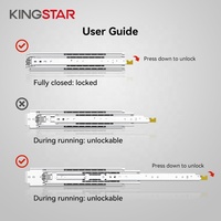 Glissières de tiroir Kingstar 500 lb 76 mm pour armoire à outils de camping-car, à extension complète en 3 sections, robustes et verrouillables