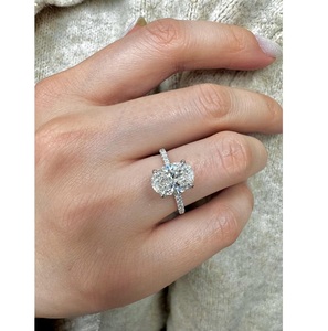 2 Carat Oval Lab Grown Diamond Engagement <b>Ring</b> Solid 14K Gold <b>Thin</b> Band Minimalist Solitaire Bridal Wedding for Certified VVS-VS - Product Image 2