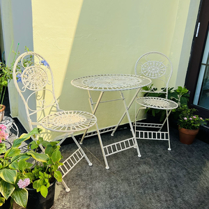 Table et chaises de jardin en fer forgé rétro de style américain, intérieur/extérieur, balcon, cour, terrasse, pour le <span class=keywords><strong>thé</strong></span> de l'après-midi - Product Image 1