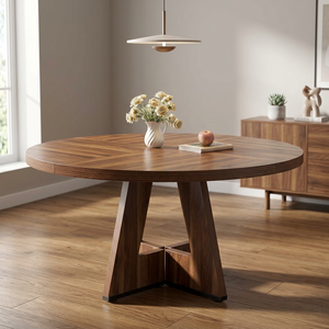 Modern Round Wooden Dining <b>Table</b> Solid Wood Base Stable Design Home Furniture for Dining Room - Product Image 4