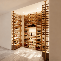 Cave à vin de luxe sur mesure en métal Royal avec étagères en bois massif et acier inoxydable, meuble de rangement haut de gamme pour la maison, la villa et l'hôtel