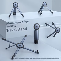 Support pour ordinateur portable en alliage d'aluminium avec réglage à 8 vitesses, support magnétique pour téléphone portable et tablette, pliable et portable