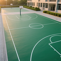 Revêtement de sol synthétique liquide en caoutchouc acrylique multi-sports pour terrain de basketball extérieur, écologique et amortissant, à prix abordable