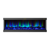 Cheminée électrique LED avec 6 couleurs de flammes, 60 pouces, murale, télécommande, minuterie 8 heures, thermostat réglable - Utilisation domestique