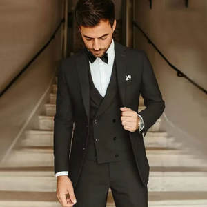 Nouveau Costume de Soirée Simple pour Marié et Témoin, Smoking Coupe Ajustée Décontractée, Ensemble Trois Pièces, Veste à Simple Boutonnage et Fermeture Éclair en Laine Peignée - Product Image 6