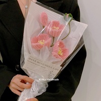 Cadeau de Noël, de remise de diplôme, d'anniversaire, de Saint-Valentin, bouquet de fleurs artificielles en laine fait main, léger, style moderne
