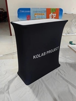 Comptoir Pop-up Rectangle Pliant pour Salon Professionnel, Table de Stand avec Lumière LED