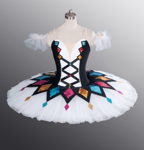 Costume da Ballo Professionale Personalizzato per Ragazze, Tutù con Cerchi in <span class=keywords><strong>Tulle</strong></span> Rigido, Stile Million Clowns per Danza Latina e Arlecchino - Product Image 1