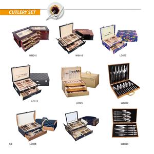 ชุดช้อนส้อมมีดสแตนเลสคุณภาพสูงสีทองสำหรับงานแต่งงาน พร้อมกล่อง - Product Image 5