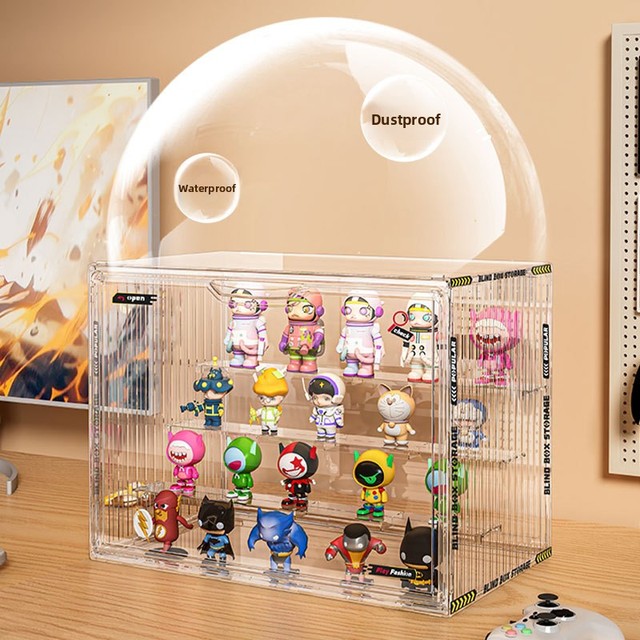 Dust-proof Acrylic Display case with LED Lights for Blind Box Dolls Stackable Large-capacity Collectible Display Stands