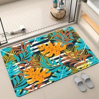 Ensemble de tapis de bain antidérapants 3-en-1 à motifs géométriques, tapis en terre de diatomée décoré de fleurs, tapis de sol fabriqués à la machine, tapis de salle de bain et de toilettes