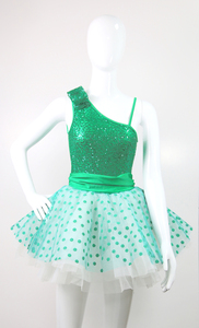 JW-vestido de espectáculo de ballet de jazz para niños y niñas, traje de lentejuelas brillantes de un hombro, falda de tutú, traje de baile - Product Image 4