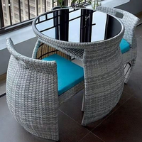 Économiser de l'espace en plein air mobilier de jardin balcon salle à manger ensemble de chaise de table de jardin en osier meubles de patio