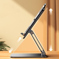 Soporte Giratorio de Aleación de Aluminio para Tablet y Teléfono, Base Antideslizante Estable, Altura Ajustable, Multiángulo, Flexible y Portátil