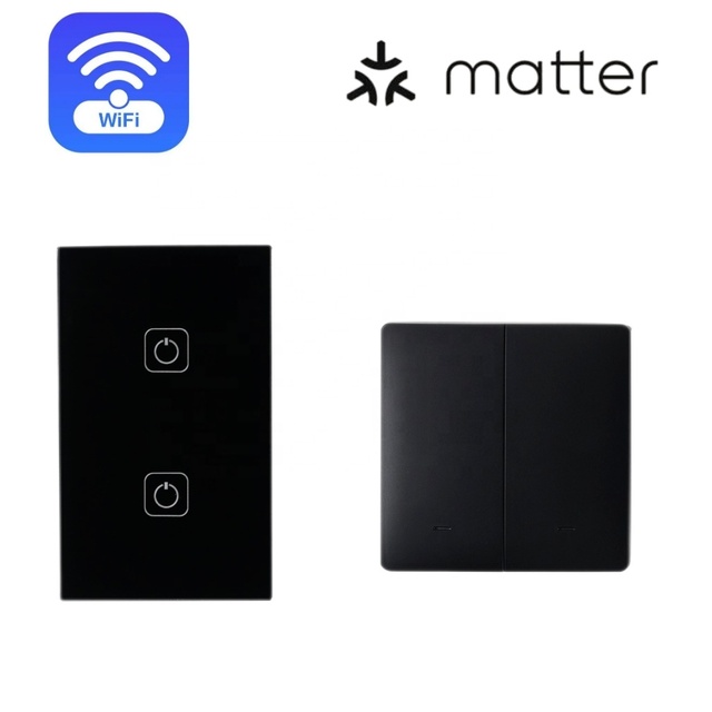 Matter WiFi 1 2 3 4 Gangs Smart Wall Light Switch Neutral Required with Big Button SmartThings App Homekit Control