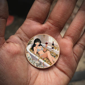 그냥 출시 디자인 재고 2 온스 구리 동전 하이 릴리프 3D 부자 여자 아니 금형 충전 낮은 MOQ 도매 컬러 금속 메달 - Product Image 4