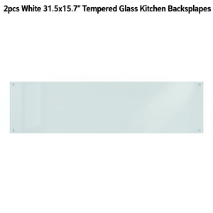 Protector de Pared para Cocina de Vidrio Templado Blanco de 31.5x15.7 Pulgadas, Diseño Minimalista Esmerilado - Product Image 1