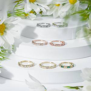 Anillos de Oro Amarillo de 9k, 10k, 14k y 18k Personalizados de Starsgem con Diamantes Cultivados en Laboratorio de Corte Baguette de 2*4mm y Redondos de 2mm - Product Image 3