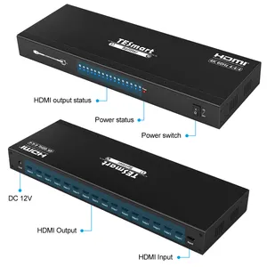 16 poprt HDMI 分配器 HDCP2.2 兼容 HDR10 1x16 HDMI 分配器 4K @ 60Hz 4:4:4