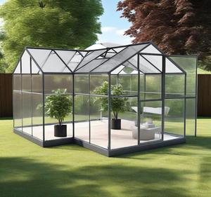 Grande serre en forme de T Kit de petite serre en polycarbonate moderne en alliage d'aluminium pour l'extérieur commercial par un fabricant chinois - Product Image 2