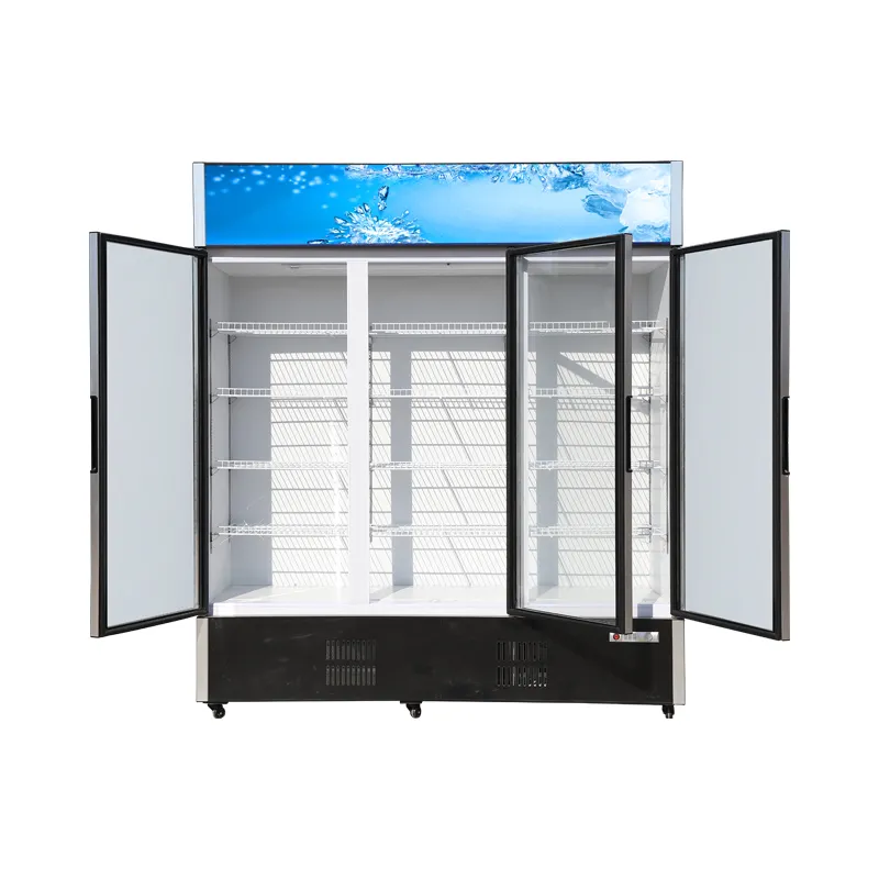 単一温度3ガラスドア冷凍庫商業用冷凍装置ディスプレイ冷凍庫冷蔵庫