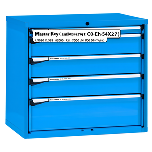 Fami Master Key Comfort C0-Eh=54X27 <b>Drawer</b> Cabinet 7 <b>Drawers</b> L1020 D598 H2000 Dark Grey Ral7000 <b>Tool</b> Storage - Product Image 2