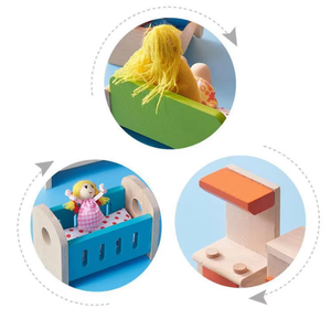 Giocattolo Familiare per Bambini, Mini Bagno, Casa delle Bambole in Legno con Mobili in Miniatura, Soggiorno per Bambine - Product Image 6