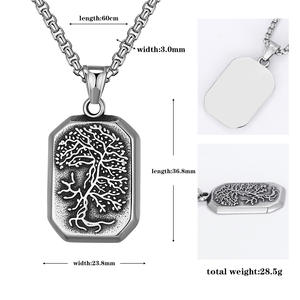 Grosir perhiasan baja tahan karat liontin pohon kehidupan liontin perisai kalung viking - Product Image 2
