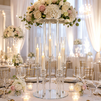 Candélabre de mariage en acrylique transparent, grand porte-bougie avec plateau à fleurs, décoration de table pour réception de mariage, dîner